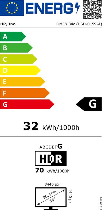 Label énergétique HP Omen 34c (3440 x 1440 pixels, 34")