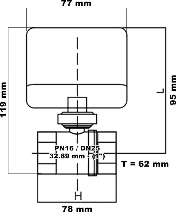 Produktbild Wiltec 2-Wege Zonenventil DN25 33,7mm (1") Zweiwegeventil 230VAC Kugelventil