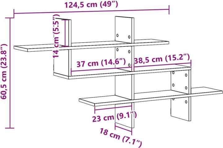 Image du produit VidaXL Étagère murale (124,5 x 18 x 60,5 cm)