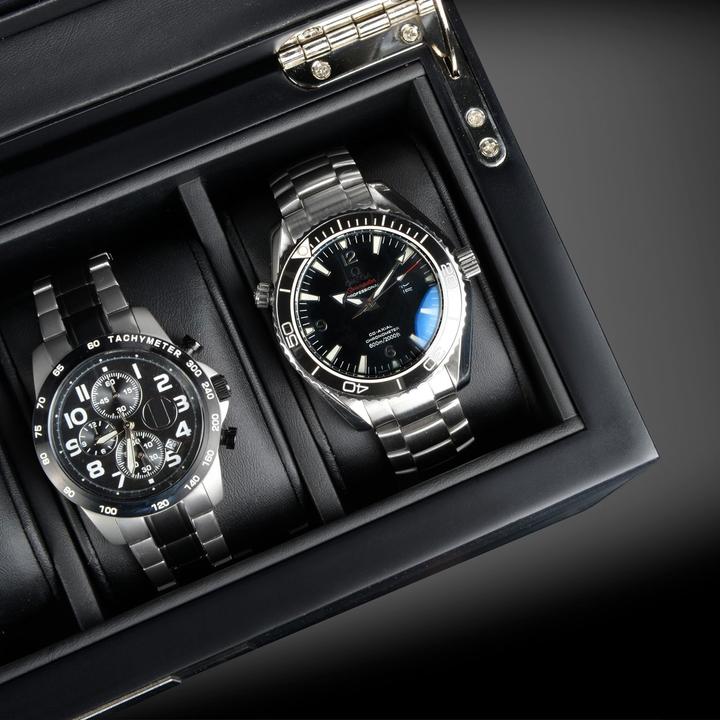 Actual product image Heisse & Söhne Watch box Monteray 5 Ash - Black Silk Matt