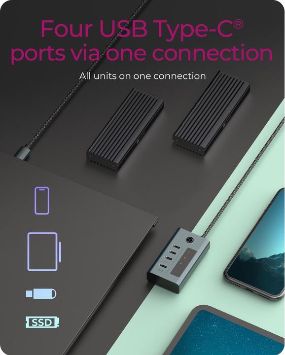 Actual product image Icy Box IB-HUB1454-C31 (USB-C, 4 Ports)