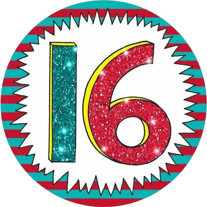 Rachel Ellen Wow Glitter 16. Geburtstag Abzeichen