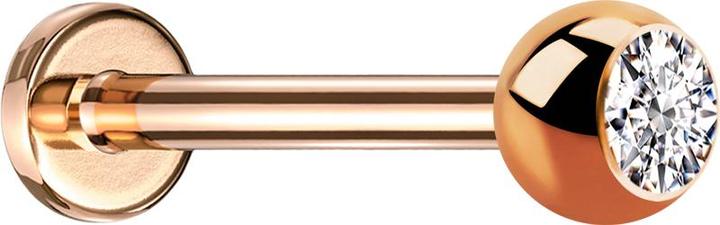 Star Piercing Micro Labret rosegold mit Kugel Kristall silber (ohne Messing, Chirurgenstahl 316L)