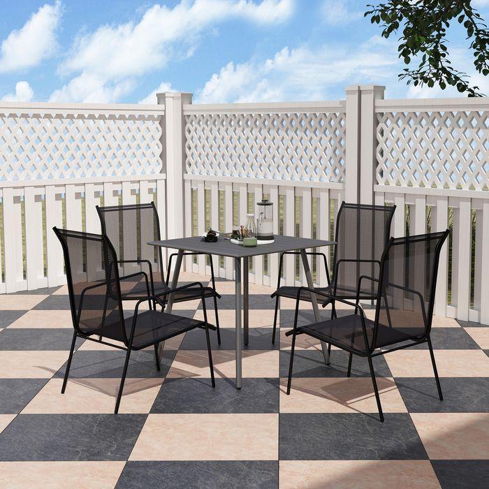 Produktbild Swisshandel24 Gartentisch Stahl 80x80x74 cm rutschfest Grau (80 cm)