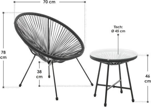 Produktbild Juskys Balkonmöbel Set Ostana (45 cm)