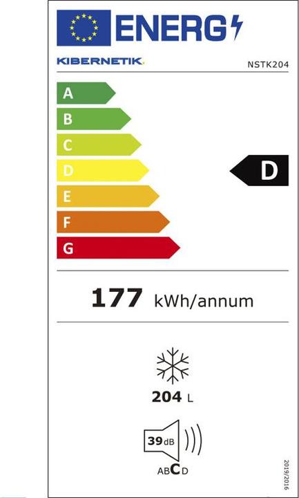 Energie-Label Kibernetik Gefrierschrank (Freistehend, 204 l)