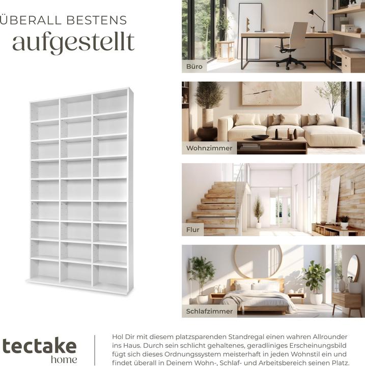 Produktbild tectake Medienregal (102 x 23.5 x 180 cm)