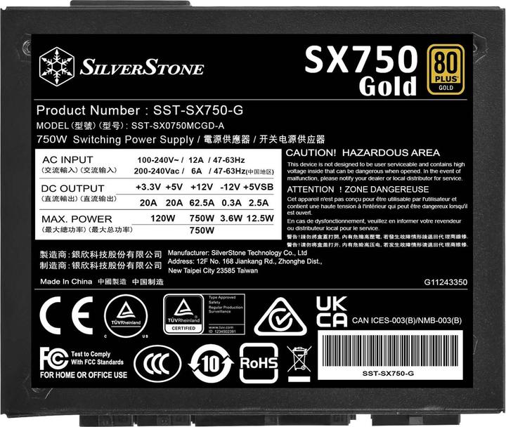 Actual product image Silverstone SST-SX750-G 80 PLUS Gold, modular - 750 Watt (750 W)