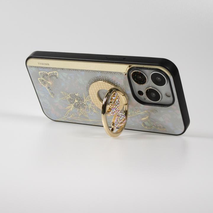 Produktbild PhoneLook Hülle Perlmutt Schmetterling Strass mit Videounterstützung (Apple iPhone 13 Pro Max)