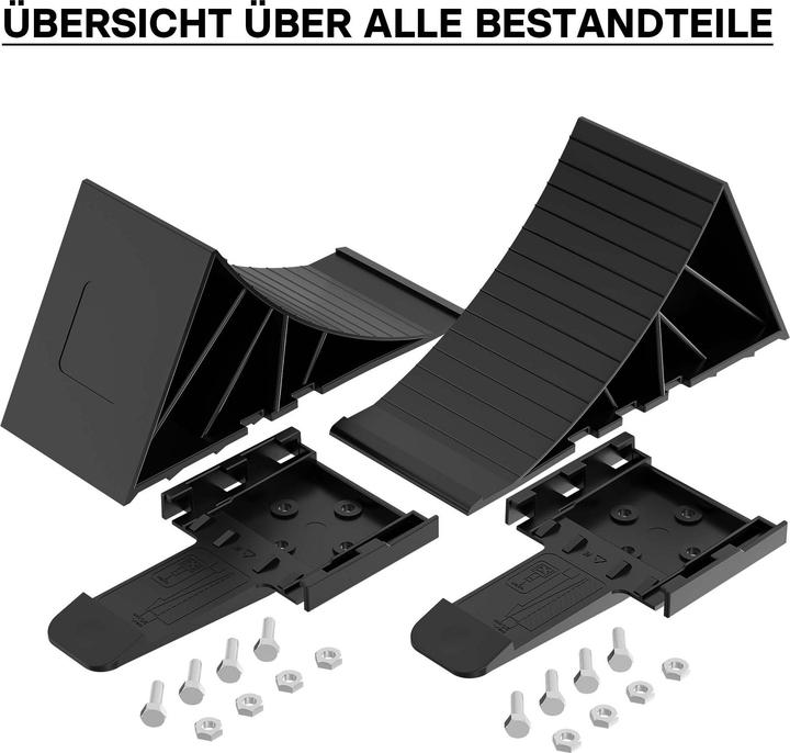 Produktbild Wiltec Unterlegkeile inkl. Halterung 1,6t 2x Bremskeil PKW-Anhänger Hemmschuhe