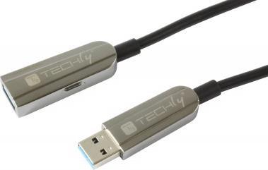 Immagine prodotto Techly Cavo ibrido in fibra USB3.0 AOC 10m nero Supporta una larghezza di banda massima fino a 5 Gbit diam. (10 m, USB 3.2 Gen 1)