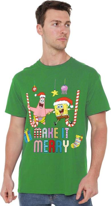 Immagine prodotto Spongebob Squarepants Make It Merry Maglietta Natale Patrick Star (Patrick Stella) Uomo (S)