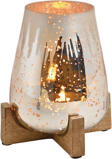 Image du produit G. Wurm Lanterne sur socle en bois de manguier en verre de
