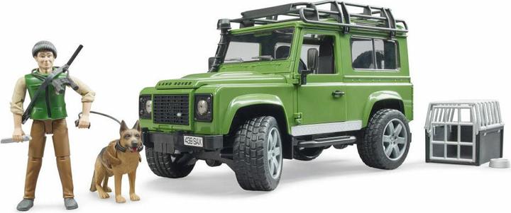 Actual product image Bruder Land Rover Defender Station Wagon with forest ranger and dog