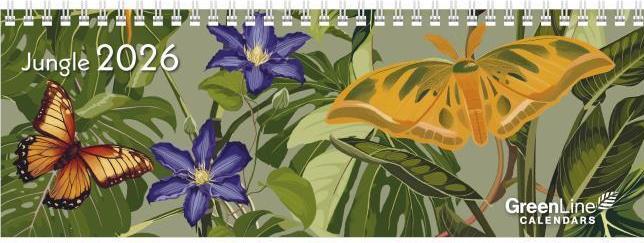 Produktbild Greenline Tischquerkalender Jungle 2026 – hübsches Blumendesign – 29,7 x 10,5 cm – Spiralbindung – mit viel (Deutsch, Englisch)