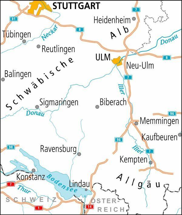 Produktbild ADFC-Radtourenkarte 25 Bodensee Schwäbische Alb 1:150.000, reiss- und wetterfest, E-Bike geeignet