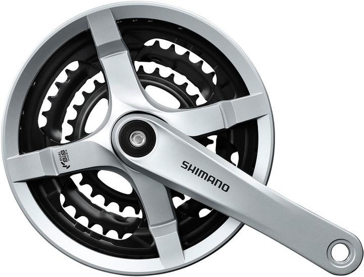 Actual product image Shimano FC-TY501 crankset 6/7/8-speed 48-38-28 T. with chain guard ring (170 mm)