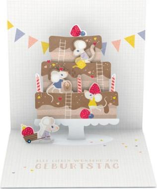 Produktbild Pop-Up Karte - Geburtstagsgrüsse Mäuse