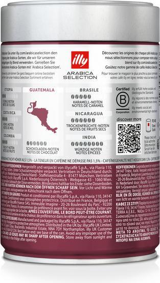 Valeurs nutritives et ingrédients Illy Guatemala (250 g, Torréfaction moyenne)