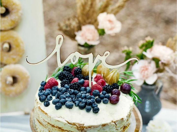 Produktbild Partydeco Kuchen-Topper Love 23 x 16 cm, Holz, 1 Stück, Braun