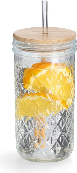 Produktbild Zeller Present Trinkglas mit Bambusdeckel (0.58 l, 1 x)