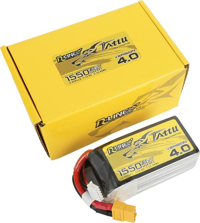 Immagine prodotto Tattu Accumulatore R-Line Versione 4.0 1550mAh 14.8V 130C 4S1P XT60 (14.80 V, 1550 mAh)