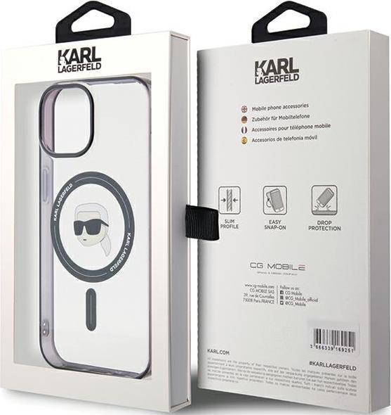Produktbild Karl Lagerfeld KLHMP15SHKHNOTK iPhone 15 6.1" transparent hardcase IML Karl's Head MagSafe (Apple iPhone 15, Apple iPhone 14, Apple iPhone 13)