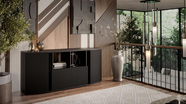 Immagine prodotto Cama Cassettiera MICHELLE 178x35-47xH82 nero/rovere vichingo (178 x 47 x 82 cm)