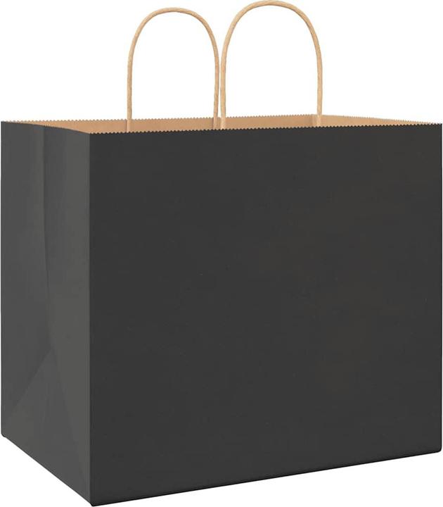 Produktbild VidaXL Kraftpapiertüten 50 Stk. mit Henkel Schwarz 32x22x28 cm Papiertüte (Geschenkbox, 50 x)