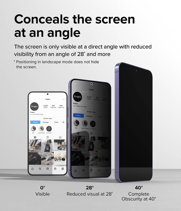 Actual product image Ringke Screen Protector for Galaxy S24 EASY SLIDE PRIVACY TEMPERED GLASS 2 pack, w installation Jig (2 Piece, Samsung Galaxy S24+)