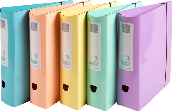 Korallenrot, Pastelgrün, Pastelgelb, Pastelblau, pastel-malve