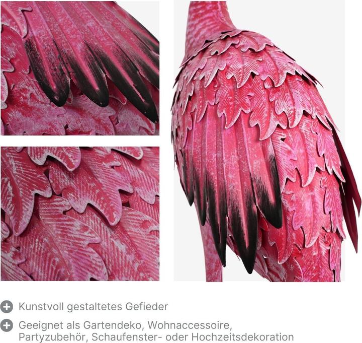 Image du produit Hermex Flamant rose en métal Décoration de jardin Sculpture de jardin