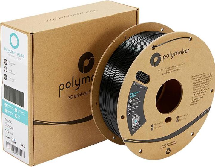 Actual product image Polymaker PolyLite PETG V2 - Black - 1.75mm (PETG, 1.75 mm, 1000 g, Black)