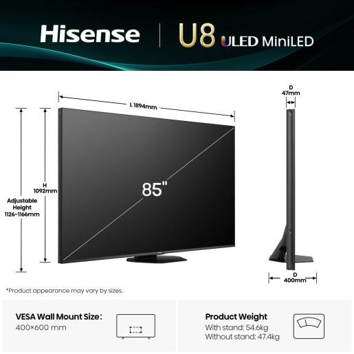 Produktbild Hisense TV 85U8Q (85", U8KQ, LED, 4K, 2025)