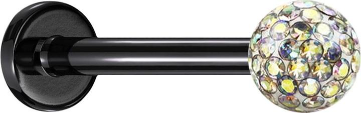 Produktbild Star Piercing Micro Labret schwarz mit Kristallkugel multicolor Epoxy Schutzschicht (ohne Messing, Titan G23)