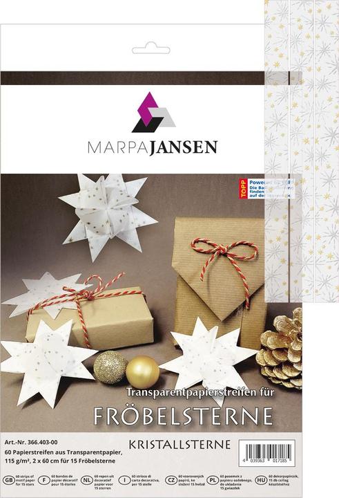 Immagine prodotto MarpaJansen Strisce di carta da lucido "Stelle di cristallo", 20 mm, 60 strisce (115 g/m², 60 x)