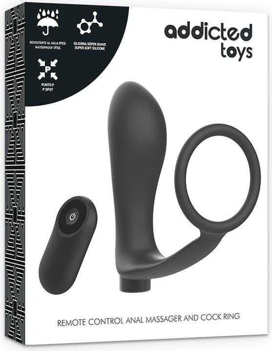 Immagine prodotto Addicted toys Anello Per Il Pene Con Telecomando Plug Anale Nero Ricaricabile