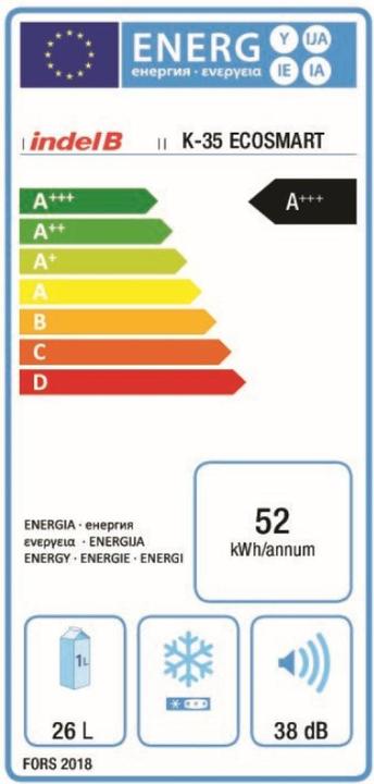 Energie-Label Indel B Minikühlschrank K 35 ECOsmart A+++ (35 l)