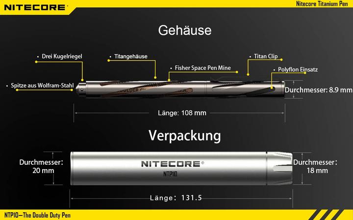 Image du produit Nitecore Stylo en titane (Argent)