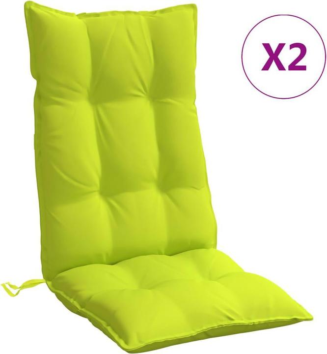 Image du produit VidaXL Coussins de chaise à haut dossier 2 pcs. Tissu Oxford vert fluo (120 x 50 x 7 cm)