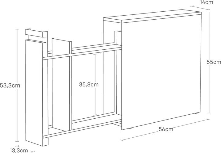 Produktbild Yamazaki Auszieh-Regal mit Holzablage TOWER (14 x 56 x 55 cm)