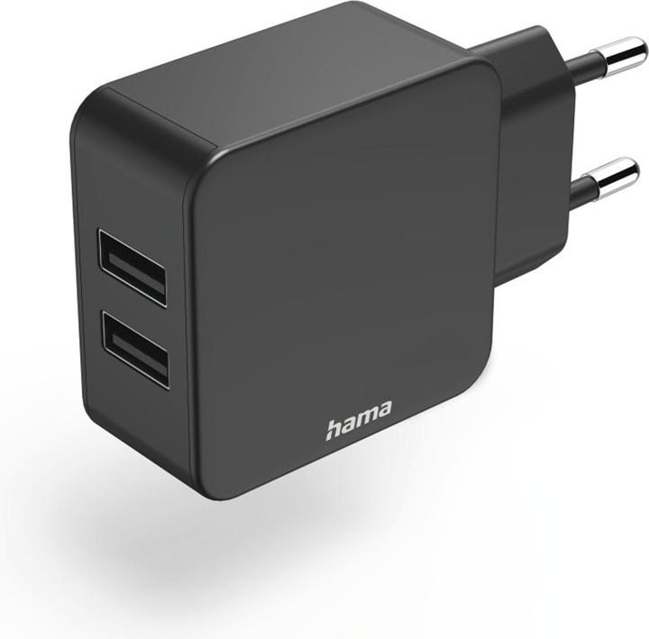 Immagine prodotto Hama Caricabatterie, 2x USB-A, 12W, nero (12 W)