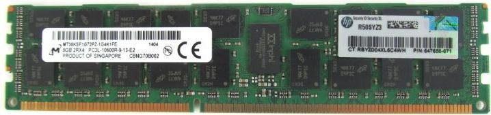 Actual product image HPE HP Memory Kit MEMORY, DDR3 8GB, 1x8GB, PC3L-10600, ECC - 647650-071 - Refurbished, for server (1 x 8GB, 1333 MHz, DDR3-RAM, R-DIMM)