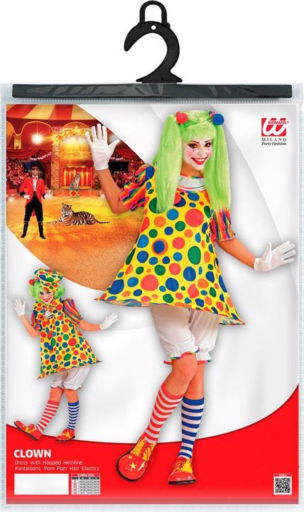 Produktbild Widmann CLOWN (Kleid mit Bund und Reifen, Knickerbocker, Haargummis mit Pom Pom), XL (XL)