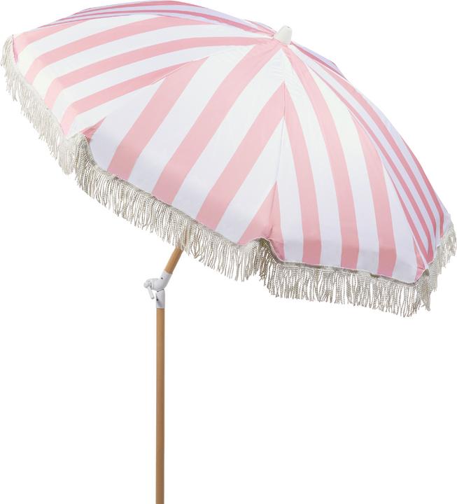 Actual product image Beliani Parasol ⌀ 150 cm pink / white with valance MONDELLO (1.50 m)