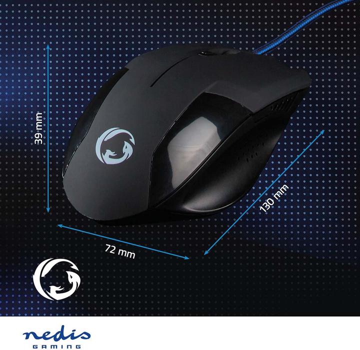 Actual product image Nedis Gaming Mouse | Wired | 1200 / 2400 / 4800 / 7200 dpi | Adjustable DPI | Number of buttons: 6 (Cable)
