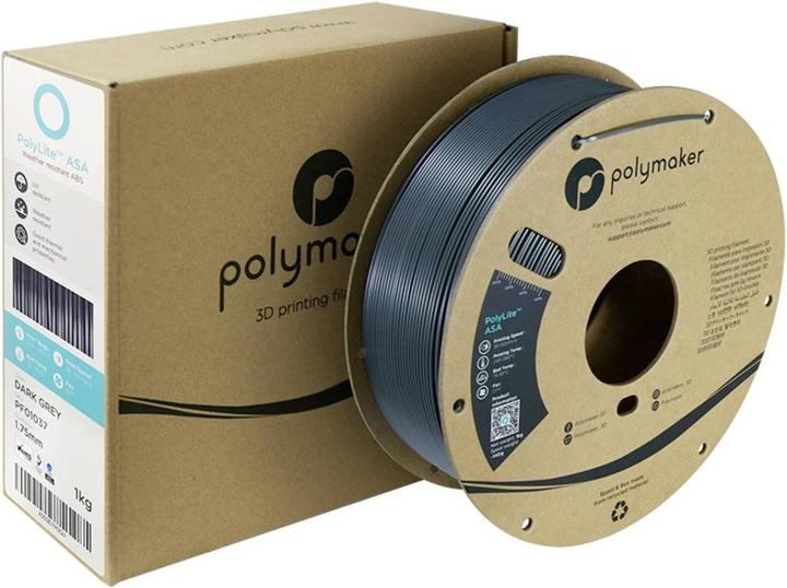 Produktbild Polymaker PF01037 Dark Grey Filament ASA UV-beständig, witterungsbeständig, hitz (ASA, 1.75 mm, 1000 g, Grau)