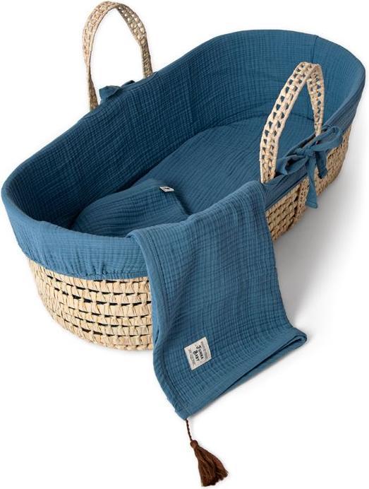 Funnababy Textiles Couffin de Moïse en Mousseline - Province - Pétrole - 85 cm