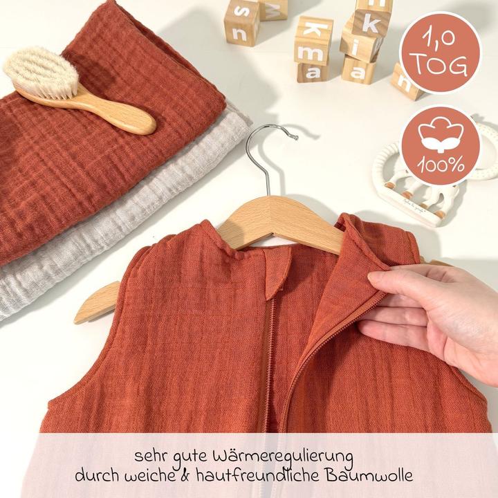 Produktbild Makian Schlafsäcke Musselin-Schlafsack - Terracotta - Gr. 60 (100 cm, 1.0 TOG)