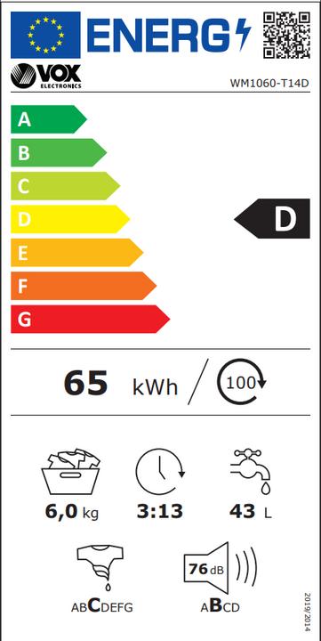 Energy Label Vox WM 1060-T14D (6 kg, Left)
